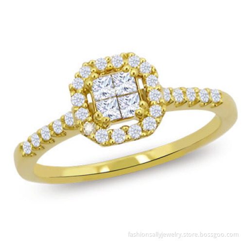 18k Gold Plated Sterling Silver 925 Ring Jewelry with Crystals From Austria Full Sizes Wholesale